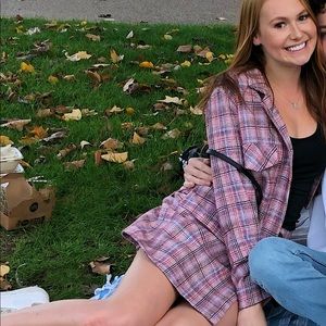 Pink plaid two piece jacket & mini skirt set 💖